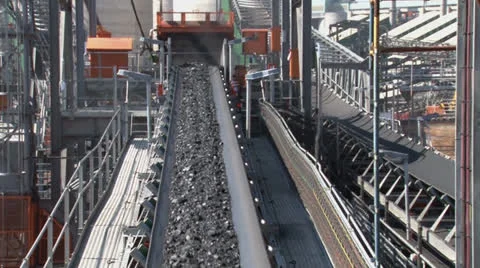 Transporting Coal on Conveyor PAL Stock Footage 25242896