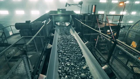 Transporting complex with crumbled minerals going through it Stock Footage 158156027