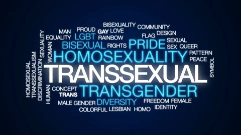 Transsexual animated word cloud, text design animation. Stock Footage