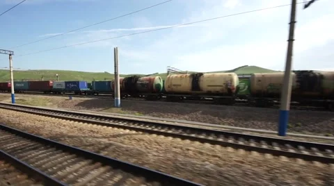 Transsiberian Railway view from moving train Stock Footage 43389852