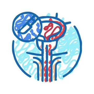 Transurethral resection prostate surgery icon doodle illustration Stock Illustration