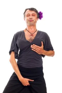 Transvestite man cross-dressing Stock Photos