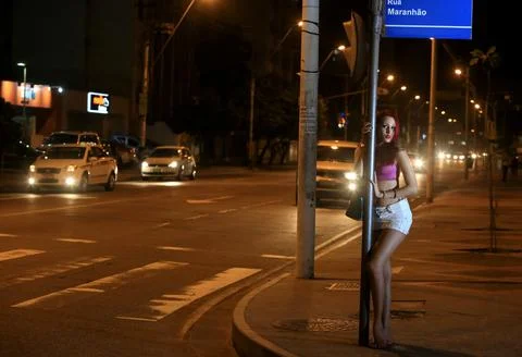 Transvestite working as a prostitute Stock Photos