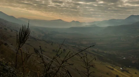 Transylvania landscape sun rays time lapse HD Stock Footage 34696551