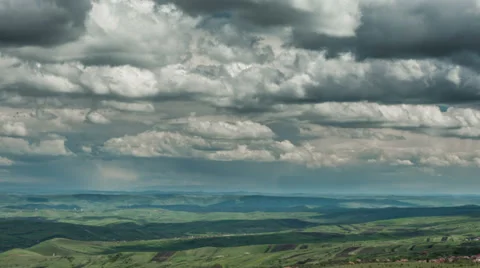 Transylvania Patchwork landscape rain storm in distance 4K UHD Video stock 37284554
