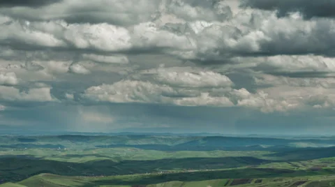Transylvania Patchwork landscape rain storm in distance aerial 4K UHD Stock Footage 37284739