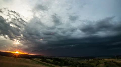 Transylvania sunset thunder storm comming HD Stock Footage 40431682