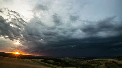 Transylvania sunset thunder storm comming 4K Stock Footage 40431687