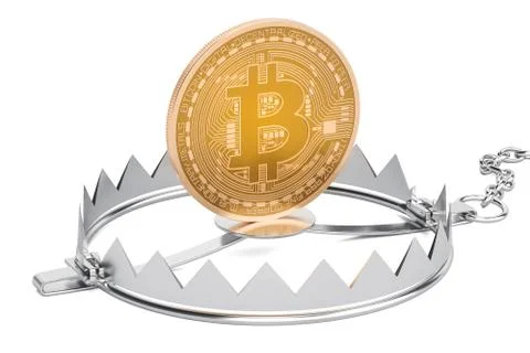 Trap with bitcoin, 3D rendering Stock Illustration