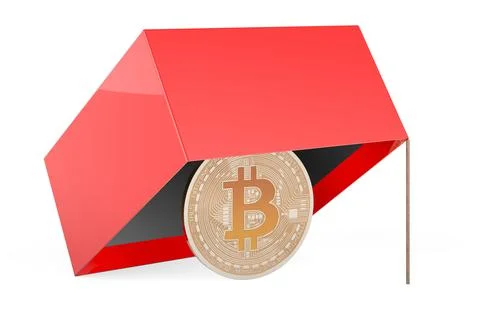Trap with bitcoin, 3D rendering Stock Illustration