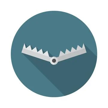 Trap circle icon with long shadow. Flat design style. Illustrazione stock