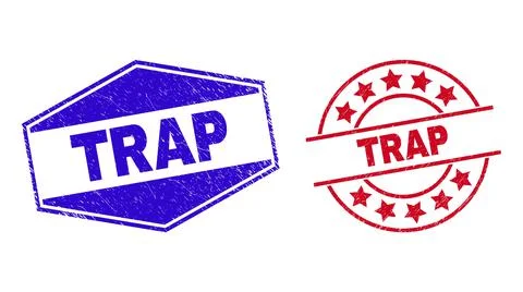 TRAP Corroded Watermarks in Circle and Hexagonal Shapes Stock Illustration