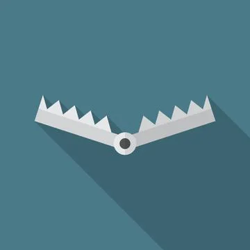 Trap icon with long shadow. Flat design style. Stock Illustration