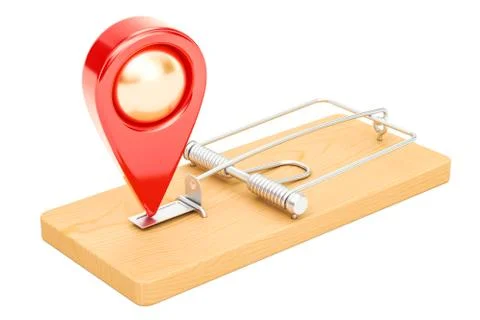 Trap with map pointer, 3D rendering Illustrazione stock