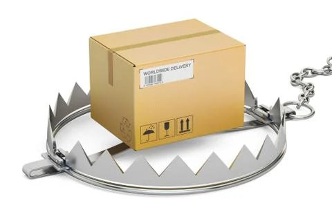 Trap with parcel, 3D rendering 스톡 일러스트