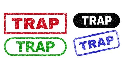 TRAP Rectangle Seals with Scratched Texture Stock Illustration