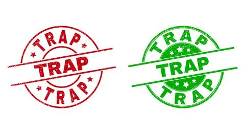 TRAP Round Badges with Grunge Surface Illustrazione stock