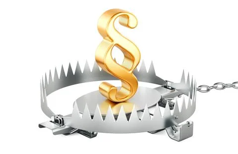 Trap with section, paragraph symbol. 3D rendering Stock Illustration