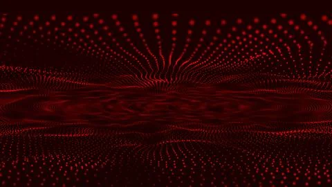 Trapcode Form Glowing Dots Background. Red dots particles wave pattern half.. Illustrazione stock