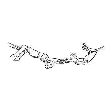 Trapeze acrobats drawing Stock Illustration
