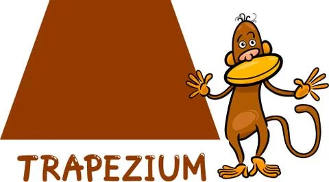 Trapezium shape with cartoon monkey Illustrazione stock