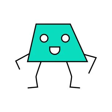 Trapezoid geometric shape character icon color illustration Stock Illustration