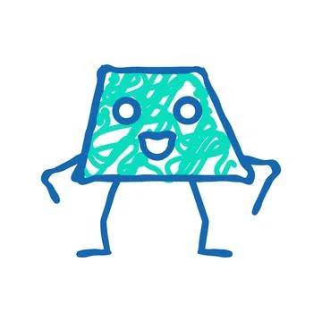Trapezoid geometric shape character icon doodle illustration Stock Illustration