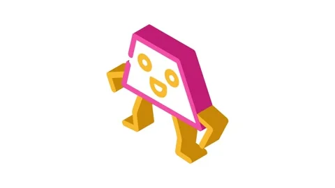 Trapezoid geometric shape character isometric icon animation Stock Footage 327295900