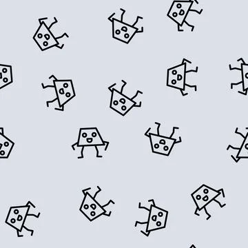 Trapezoid geometric shape character line vector seamless pattern Stock Illustration