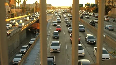 Trapped Drivers at Rush Hour Highway Traffic Jam Stock Footage 12349044