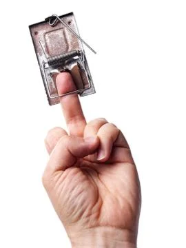 Trapped middle finger Stock Photos