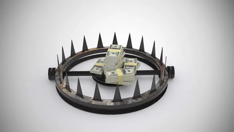 Trapped Money Background in a 3D animation Stock Footage 252077264