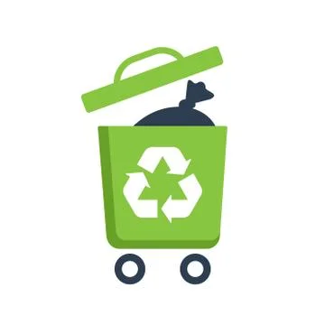Tras icon - garbage pack with recycle symbol Stock Illustration