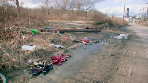 Trash in Abandoned lot Stock Footage 234242100