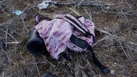 Trash and backpacks left in the desert by illegal immigrants Stock Footage 263148316