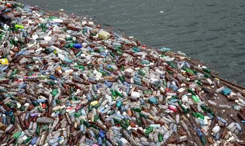 Trash and garbage floating Stock Photos