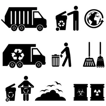 Trash and garbage icons Stock Illustration