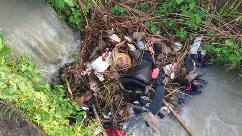 Trash and Water pollution Stock Footage 233099007