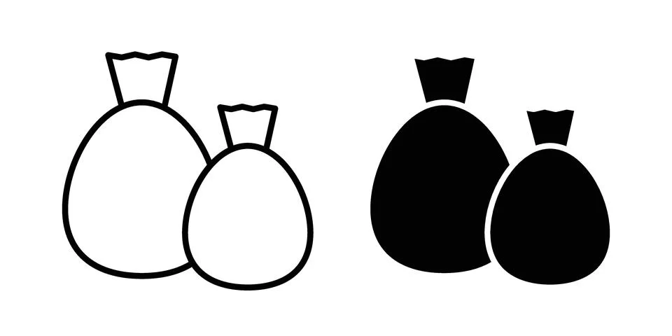 Trash bag icon black vector isolated on white Stock Illustration