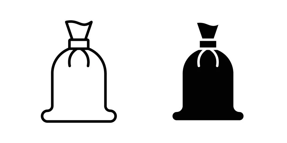 Trash bag icon vector concepts, line and silhouette style Stock Illustration