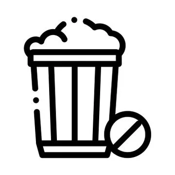 Trash Basket Icon Vector Outline Illustration Stock Illustration
