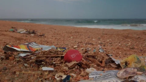 Trash on the beach 12 Stock Footage 121610846