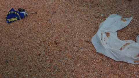 Trash on the beach 14 Stock Footage 121610901