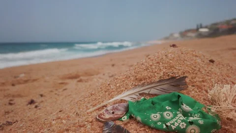 Trash on the beach 15 Stock Footage 121610808