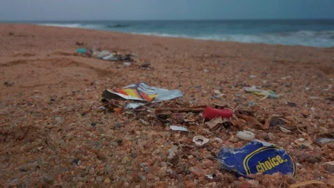 Trash on the beach 17 Stock Footage 121610897