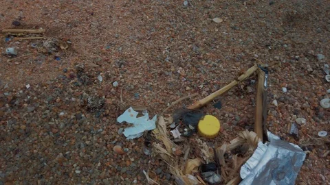 Trash on the beach 19 Stock Footage 121610925