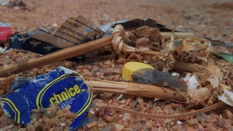 Trash on the beach 20 Stock Footage 121610892