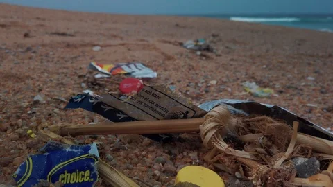 Trash on the beach 22 Stock Footage 121610869