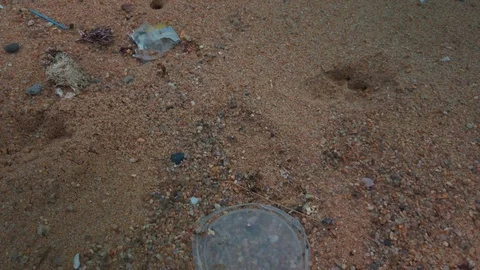 Trash on the beach 25 Stock Footage 121610926