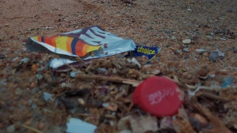 Trash on the beach 9 Stock Footage 121610832